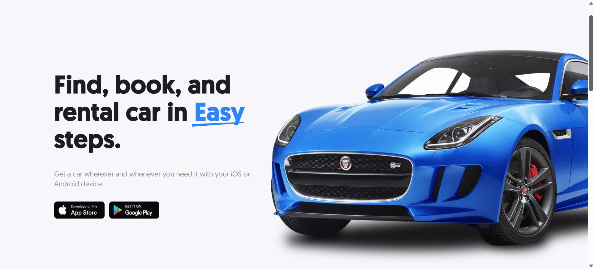 web Car Rental screen