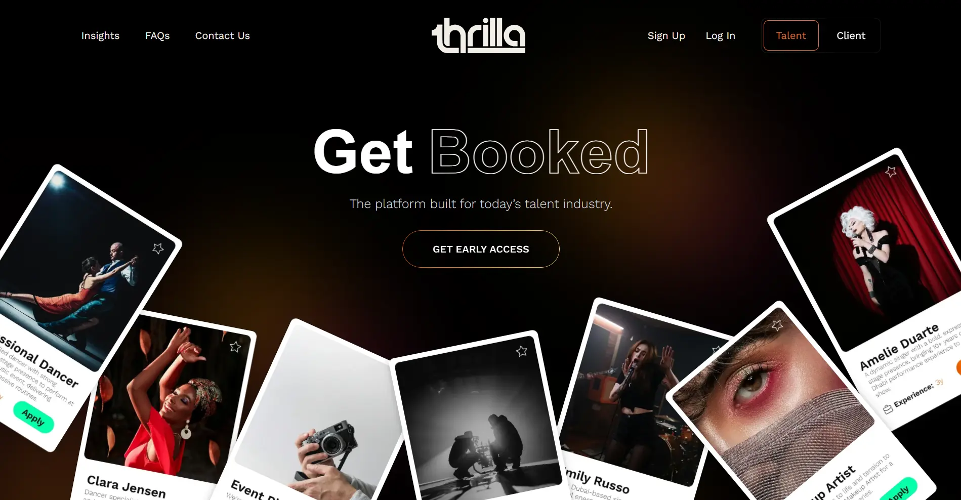 Full-Stack Development for Thrilla: Talent Booking Platform